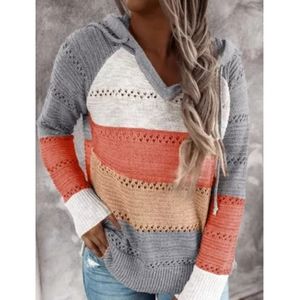 Knitted Colorblock Pullover Beach Wear Hoodie